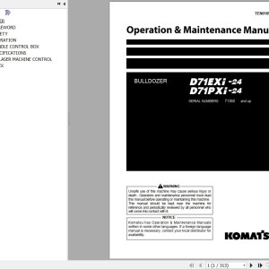 Komatsu D71PXI-24 D71PXI-24 Operation & Maintenance Manual TEN01097-00