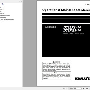 Komatsu D71PXI-24 D71PXI-24 Operation & Maintenance Manual TEN01135-00
