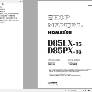 Komatsu D85EX-15 D85PX-15 Shop Manual SEBM029114