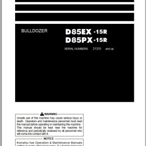 Komatsu D85EX-15R D85PX-15R Operation & Maintenance Manual PEN01492-03