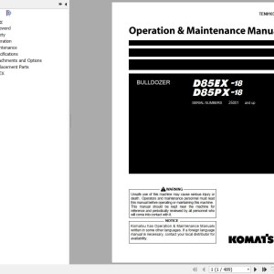 Komatsu D85EX-18 D85PX-18 Operation & Maintenance Manual TEN01031-03