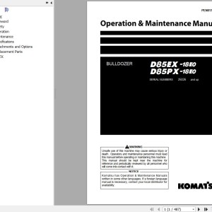 Komatsu D85EX-18E0 D85PX-18E0 Operation & Maintenance Manual PEN01790-01
