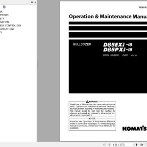 Komatsu D85EXI-18 D85PXI-18 Operation & Maintenance Manual TEN01032-02