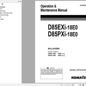 Komatsu D85EXI-18E0 D85PXI-18E0 Operation & Maintenance Manual EENAM04161