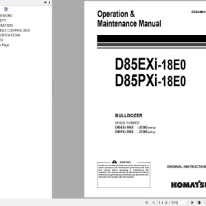 Komatsu D85EXI-18E0 D85PXI-18E0 Operation & Maintenance Manual EENAM04180