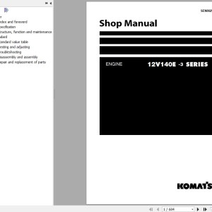 Komatsu Engine 12V140E-3 Series Shop Manual SEN00291-17