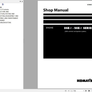 Komatsu Engine 86E-7 98E-7 Series Shop Manual SEN06575-04