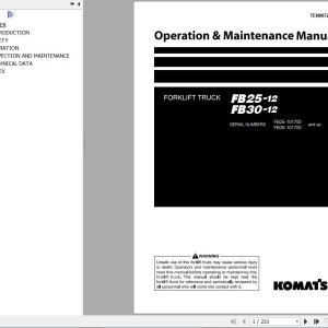 Komatsu FB25-12 FB30-12 Operation & Maintenance Manual TEN00722-06