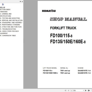 Komatsu FD100-8 to FD160E-8 Shop Manual BEE08E1-08