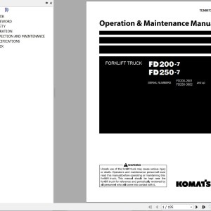 Komatsu FD200-7 FD250-7 Operation & Maintenance Manual TEN00738-06