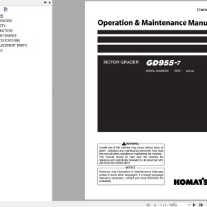 Komatsu GD955-7 Operation & Maintenance Manual TEN01034-02