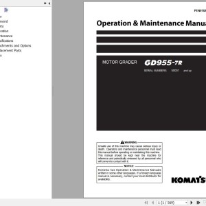 Komatsu GD955-7R Operation & Maintenance Manual PEN01828-01