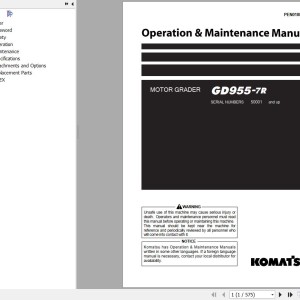 Komatsu GD955-7R Operation & Maintenance Manual PEN01885-01
