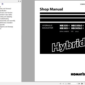 Komatsu HB335-1 to HB365LC-1 Shop Manual SEN06366-04