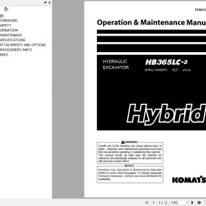 Komatsu HB365LC-3 Operation & Maintenance Manual PEN01521-03