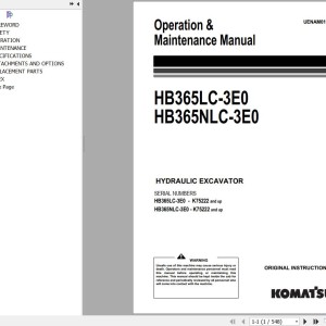 Komatsu HB365LC-3E0 HB365NLC-3E0 Operation & Maintenance Manual UENAM01934