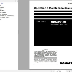 Komatsu HD1500-8E0 Operation & Maintenance Manual TEN01080-02