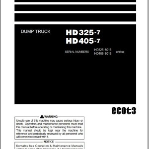 Komatsu HD325-7 HD405-7 Operation & Maintenance Manual PEN00837-13