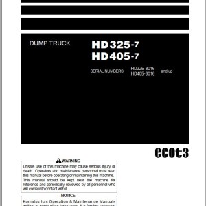 Komatsu HD325-7 HD405-7 Operation & Maintenance Manual PEN00837-14