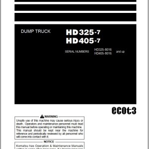 Komatsu HD325-7 HD405-7 Operation & Maintenance Manual PEN01390-06