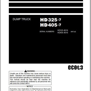 Komatsu HD325-7 HD405-7 Operation & Maintenance Manual PEN01390-07
