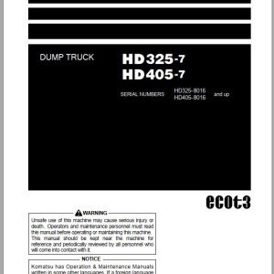 Komatsu HD325-7 HD405-7 Operation & Maintenance Manual TEN00807-10