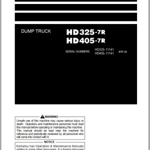 Komatsu HD325-7R HD405-7R Operation & Maintenance Manual PEN00838-12