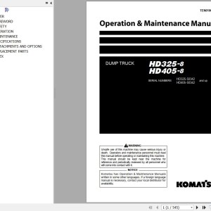 Komatsu HD325-8 HD405-8 Operation & Maintenance Manual TEN01060-03