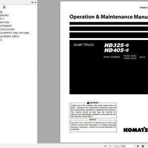 Komatsu HD405-8 HD405-8 Operation & Maintenance Manual PEN01756-02