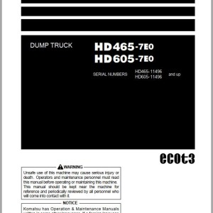 Komatsu HD465-7E0 HD605-7E0 Operation & Maintenance Manual PEN01170-11