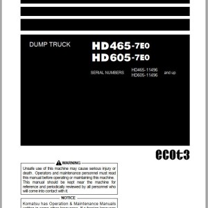 Komatsu HD465-7E0 HD605-7E0 Operation & Maintenance Manual TEN00860-08