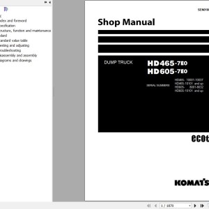 Komatsu HD465-7E0 HD605-7E0 Shop Manual SEN01081-27