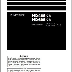 Komatsu HD465-7R HD605-7R Operation & Maintenance Manual PEN01171-10