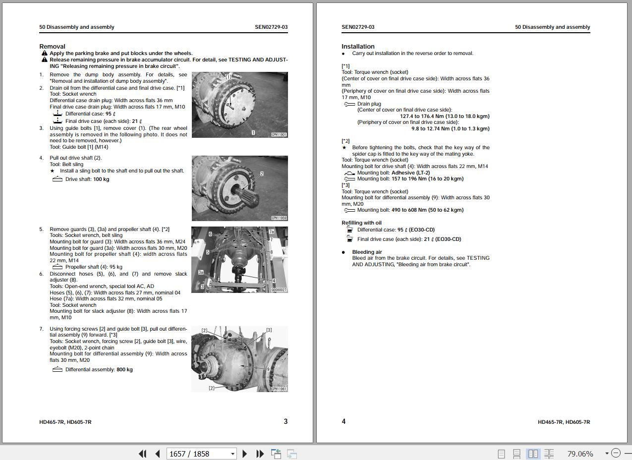 Komatsu HD465-7R HD605-7R Shop Manual SEN02283-21