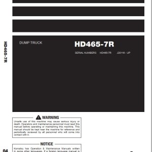 Komatsu HD465-7R Operation & Maintenance Manual LEAMH467R4