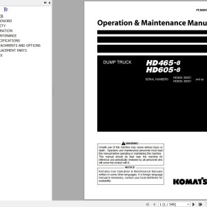 Komatsu HD465-8 HD605-8 Operation & Maintenance Manual PEN00999-12