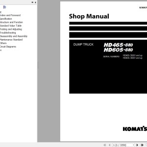 Komatsu HD465-8E0 HD605-8E0 Shop Manual SEN06768-11