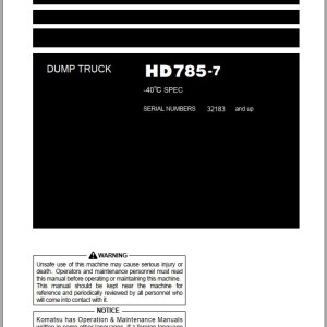 Komatsu HD785-7 -40 degree C Operation & Maintenance Manual PEN01359-05