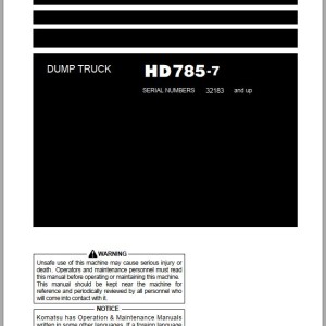 Komatsu HD785-7 Operation & Maintenance Manual PEN01173-07
