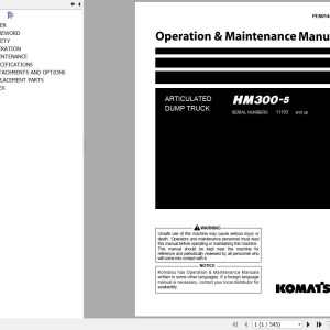 Komatsu HM300-5 Operation & Maintenance Manual PEN01447-08
