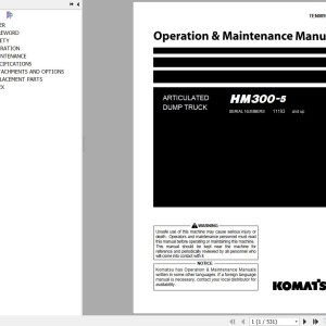 Komatsu HM300-5 Operation & Maintenance Manual TEN00959-06