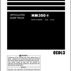 Komatsu HM350-2 Operation & Maintenance Manual PEN00475-22