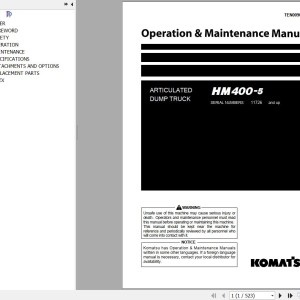 Komatsu HM400-5 Operation & Maintenance Manual TEN00960-06