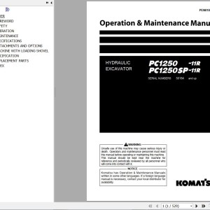 Komatsu PC1250-11R PC1250SP-11R Operation & Maintenance Manual PEN01824-00