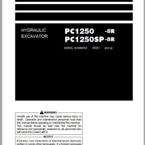Komatsu PC1250-8R PC1250SP-8R Operation & Maintenance Manual TEN00933-07