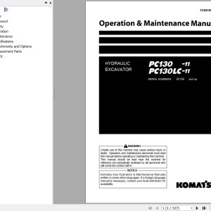 Komatsu PC130-11 PC130LC-11 Operation & Maintenance Manual TEN01088-02