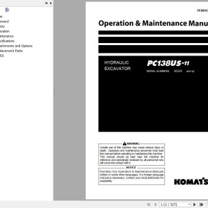 Komatsu PC138US-11 Operation & Maintenance Manual PEN01674-03