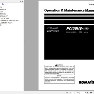 Komatsu PC138US-11E0 Operation & Maintenance Manual PEN01835-00