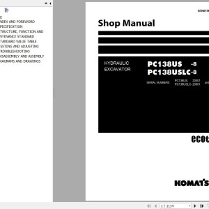 Komatsu PC138US-8 PC138USLC-8 Shop Manual SEN01968-19