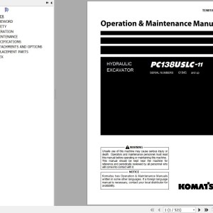 Komatsu PC138USLC-11 Operation & Maintenance Manual TEN01046-02